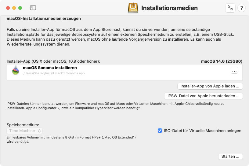 Legen Sie
                Installationsmedien für macOS oder OS X an.