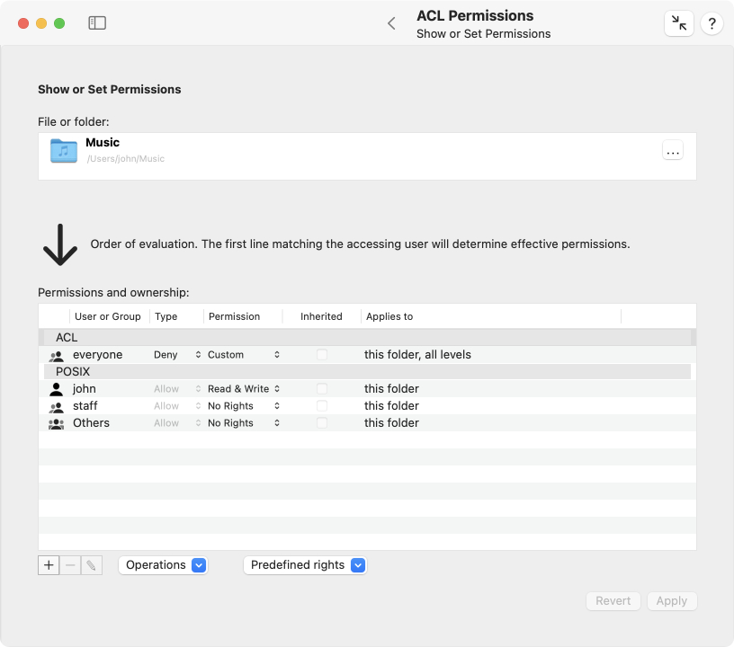 The true permission settings of any file system
                object can be displayed and modified.