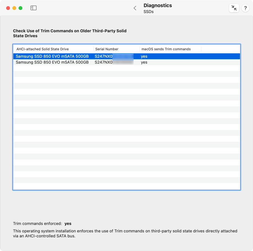 macOS can send Trim commands to third-party AHCI-connected SSDs