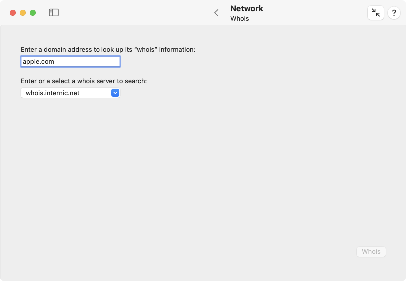 The whois service of the Internet can be queried