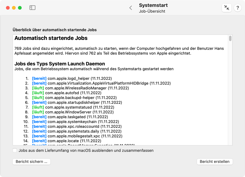 Erhalten Sie einen
                Überblick über alle Start-Jobs, die im System
                eingerichtet sind.