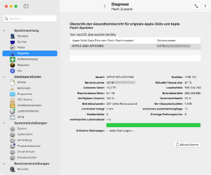 TinkerTool System 8 bei der Anzeige von
              Gesundheitsdaten für Apple Flash-Speicher