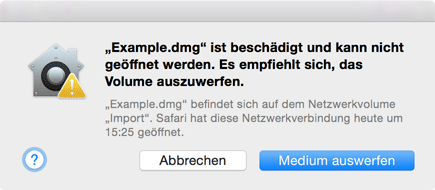ist beschädigt und
              kann nicht geöffnet werden. Es empfiehlt sich, das Objekt
              in den Papierkorb zu bewegen.