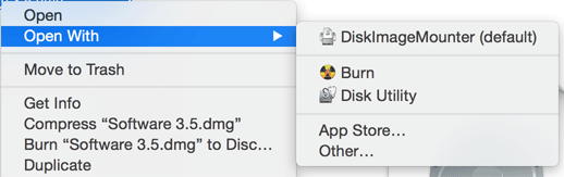 Open with DiskImageMounter