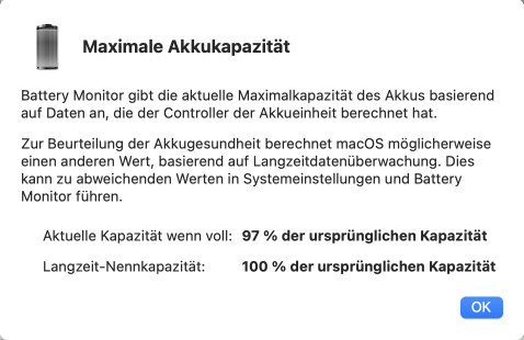In bestimmten Fällen kann es zwei verschiedene Definitionen von maximaler Akkukapazität geben.