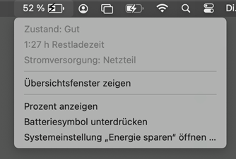 Einige Funktionen sind im Menü verfügbar