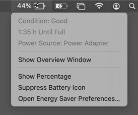 Several features are available in the menu