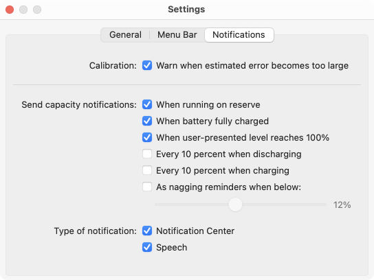 Battery Monitor: Notification Settings