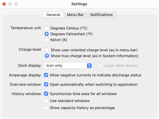 Battery Monitor Settings