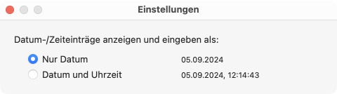 macOS-Datumsfelder können wahlweise mit oder ohne Uhrzeit dargestellt werden