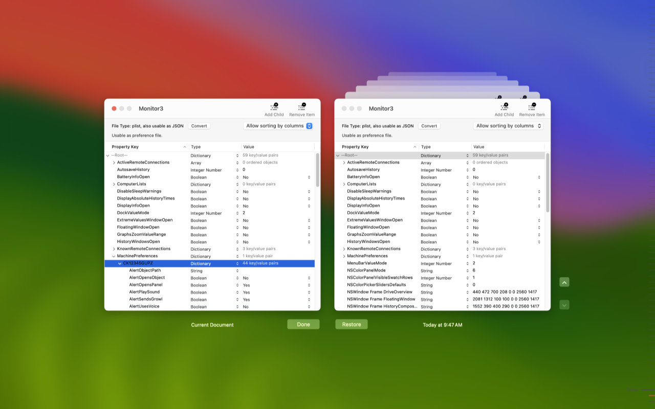 PropEdit has full
                undo
                capabilities and offers full support for the Versions
                feature of macOS.