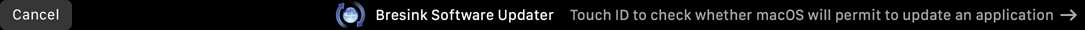 On computers with Touch ID, the confirmation is also possible by fingerprint. The Touch Bar shows a notification in this case.