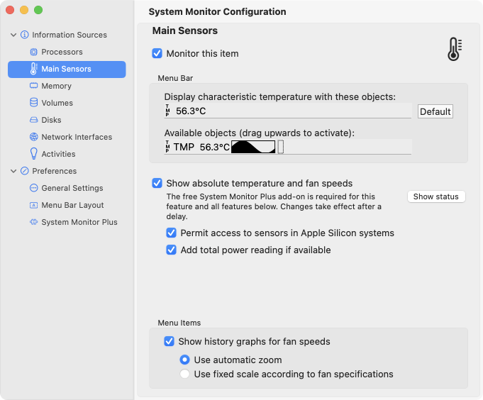 Options for monitoring sensors