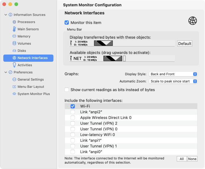 Options for monitoring network interfaces