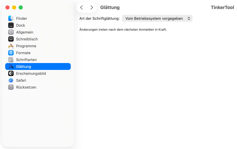 Einstellungen für
                Schriftglättung