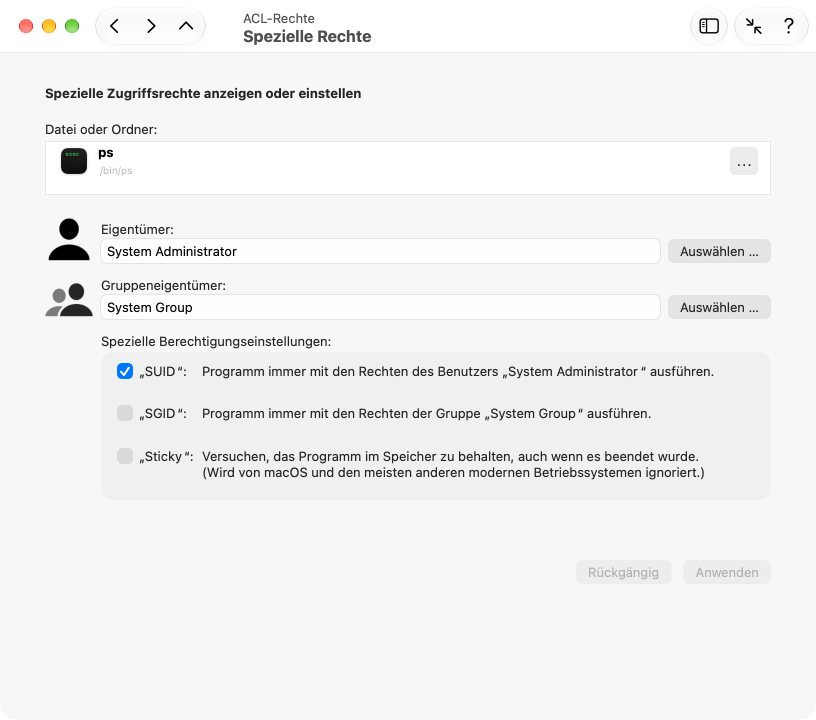 Spezielle Rechte
