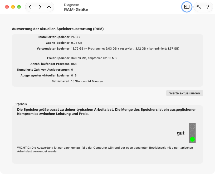 RAM-Größe auswerten