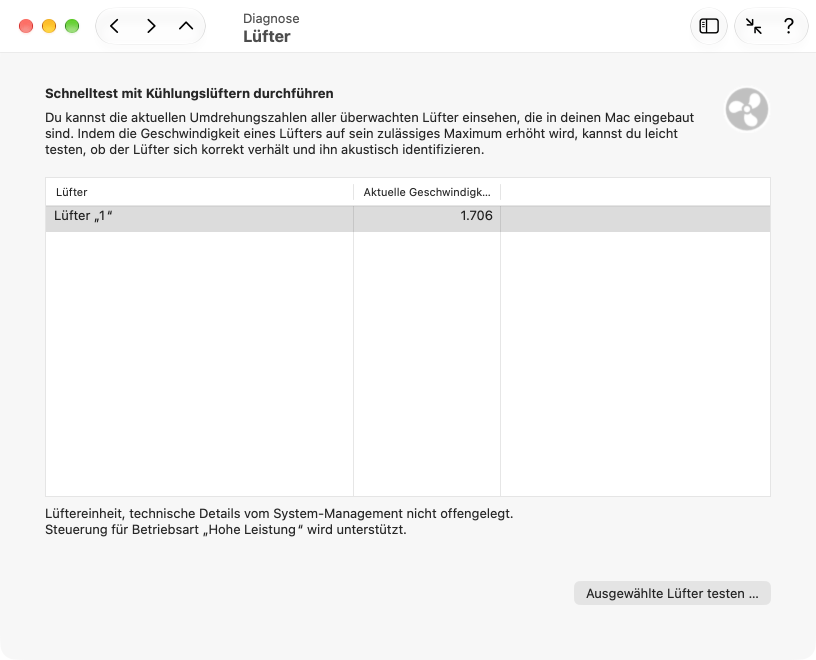 Kühlungslüfter des Macs überprüfen