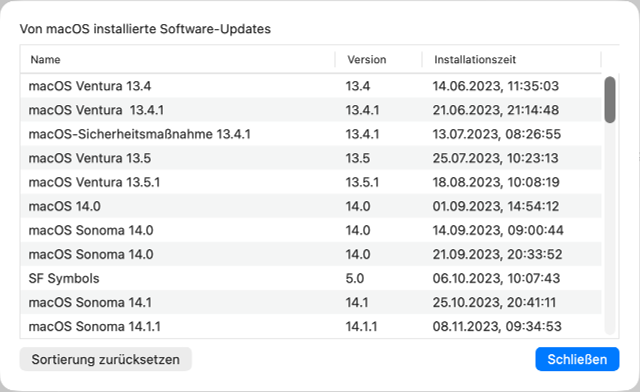 Der Update-Verlauf eines Computers kann ausgelesen werden