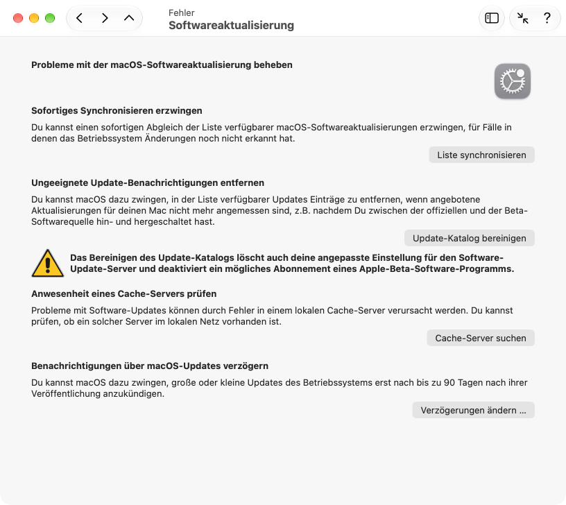 Beheben von Problemen mit der Softwareaktualisierung von macOS