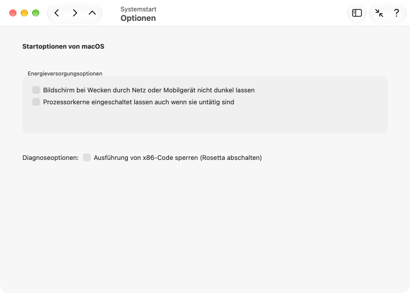 Optionen für den Systemstart