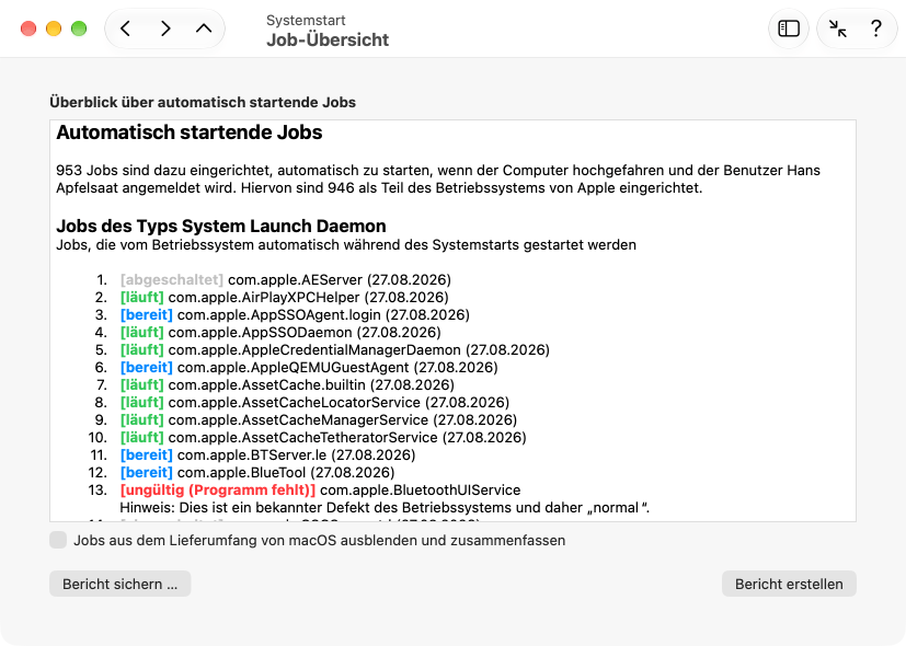 Übersicht über alle automatisch startenden Jobs