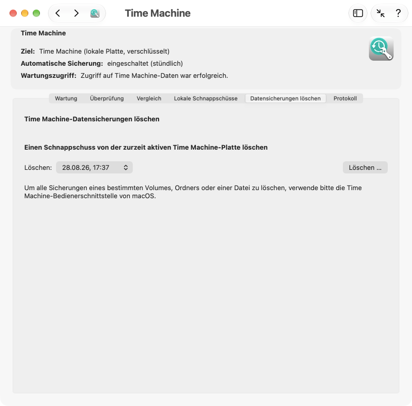 Löschen von Time Machine-Sicherungsdaten