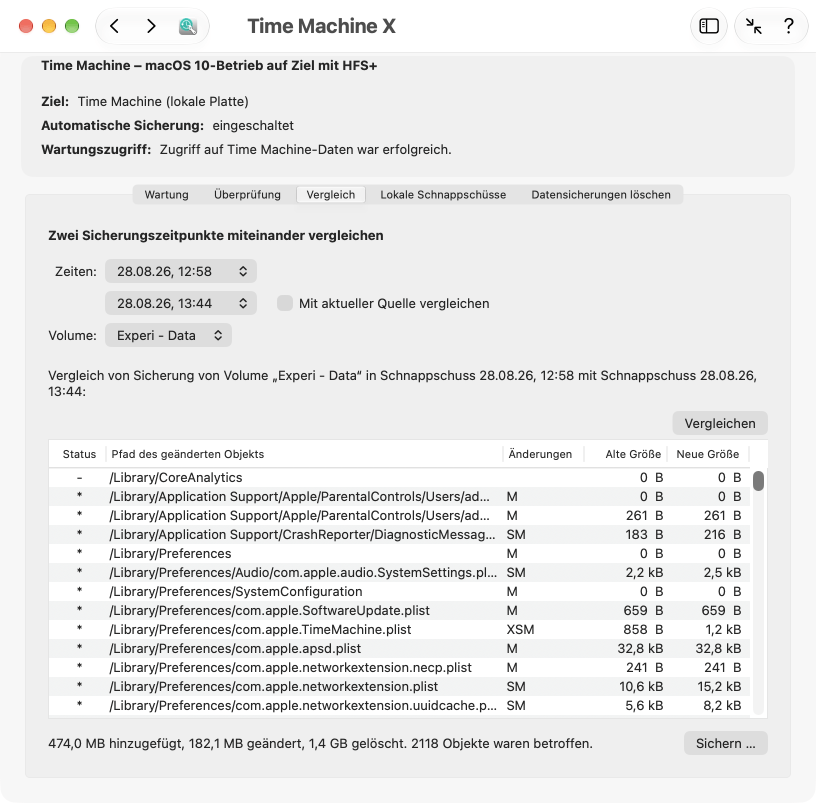 Time Machine prüfen