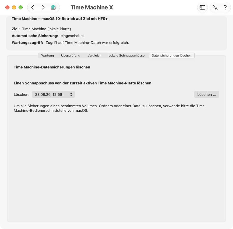 Löschen von Time Machine-Sicherungsdaten