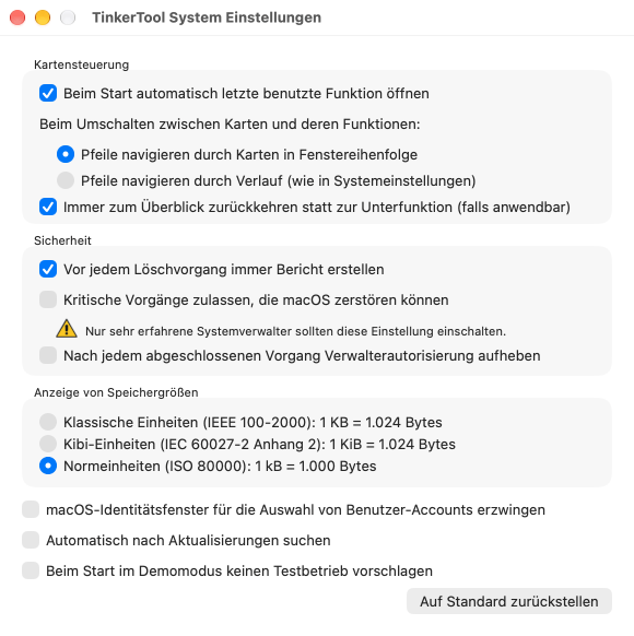 Das Einstellungsfenster