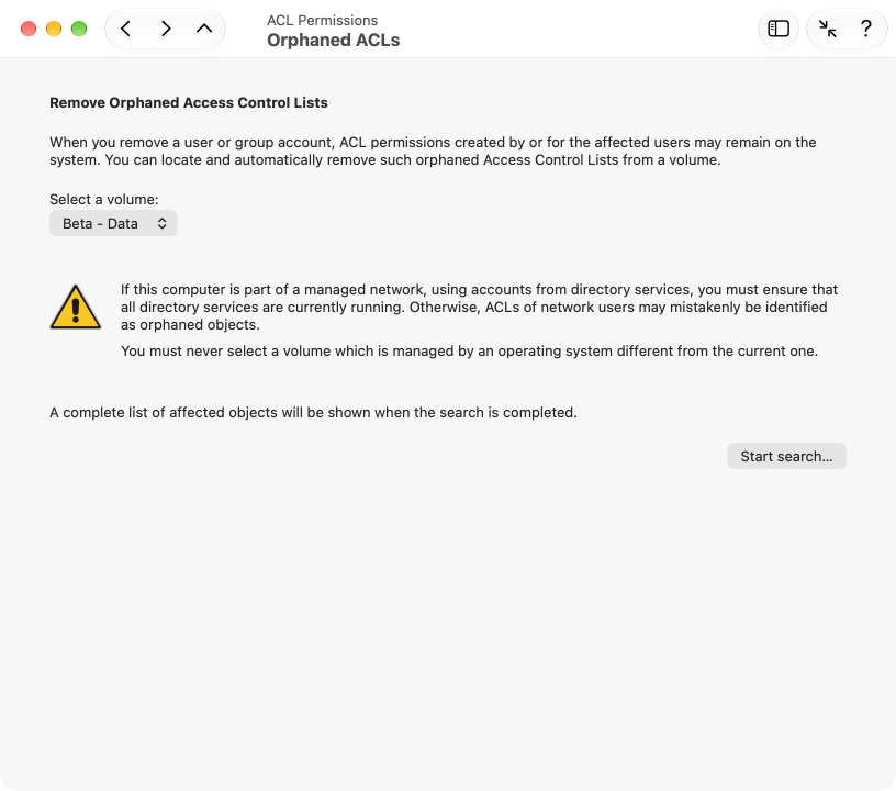 If invalid ACL entries remain on a volume after accounts have been deleted, they can be removed automatically