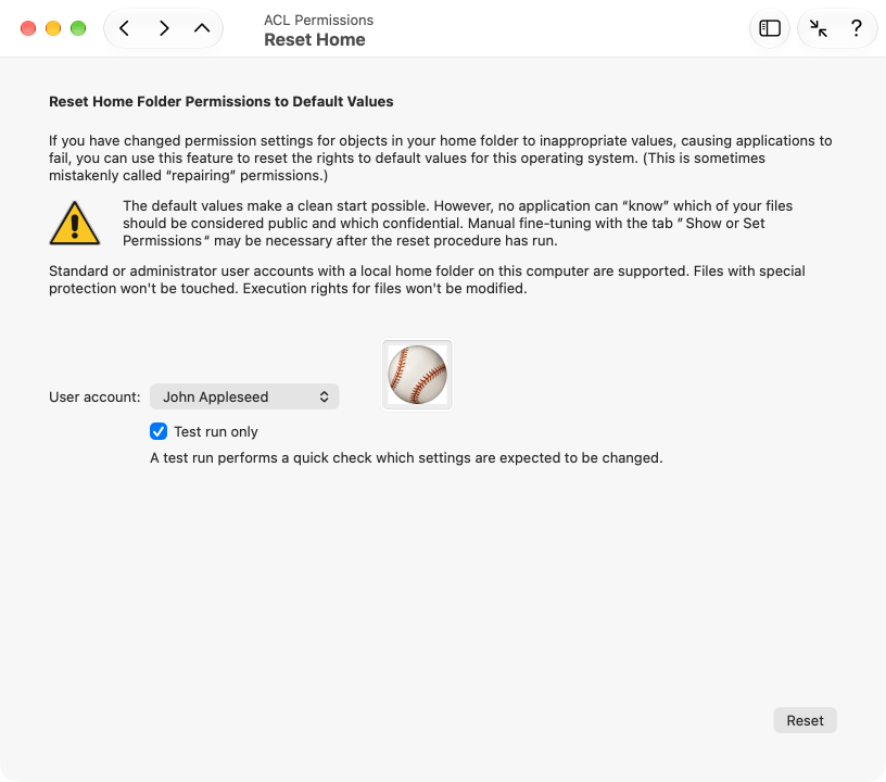 Incorrect permission settings in a home folder can be set to default values
