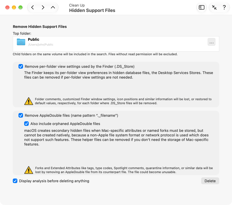 Hidden support files