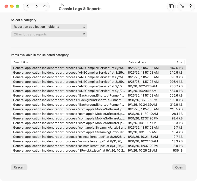 Logs and reports