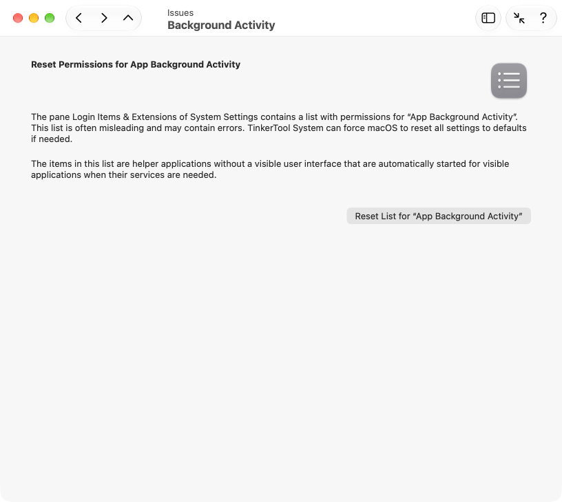 Permissions for app background activities