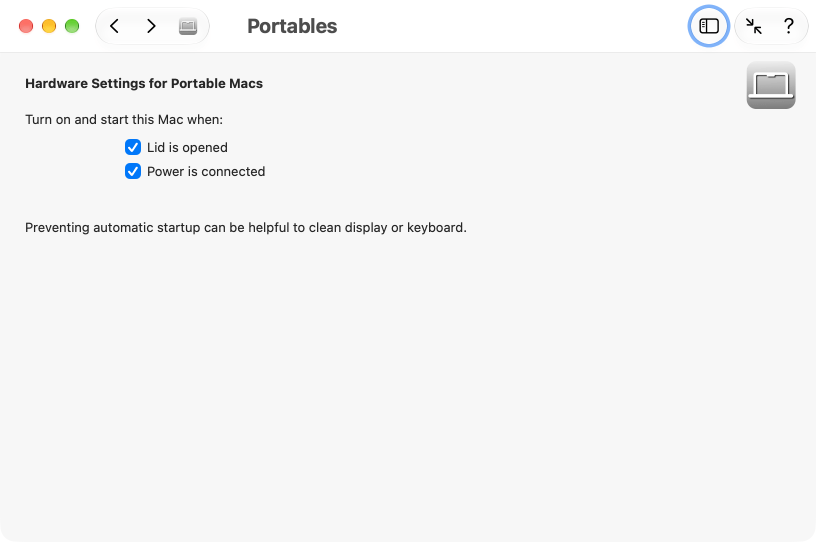 Settings for automatic startup