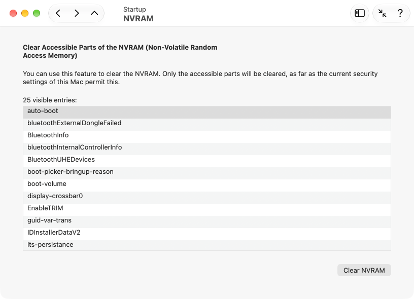 Clear the NVRAM