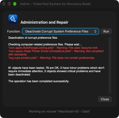 Administration and Repair