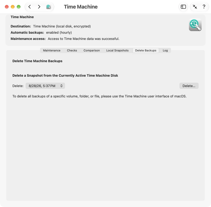Deleting Time Machine backup data