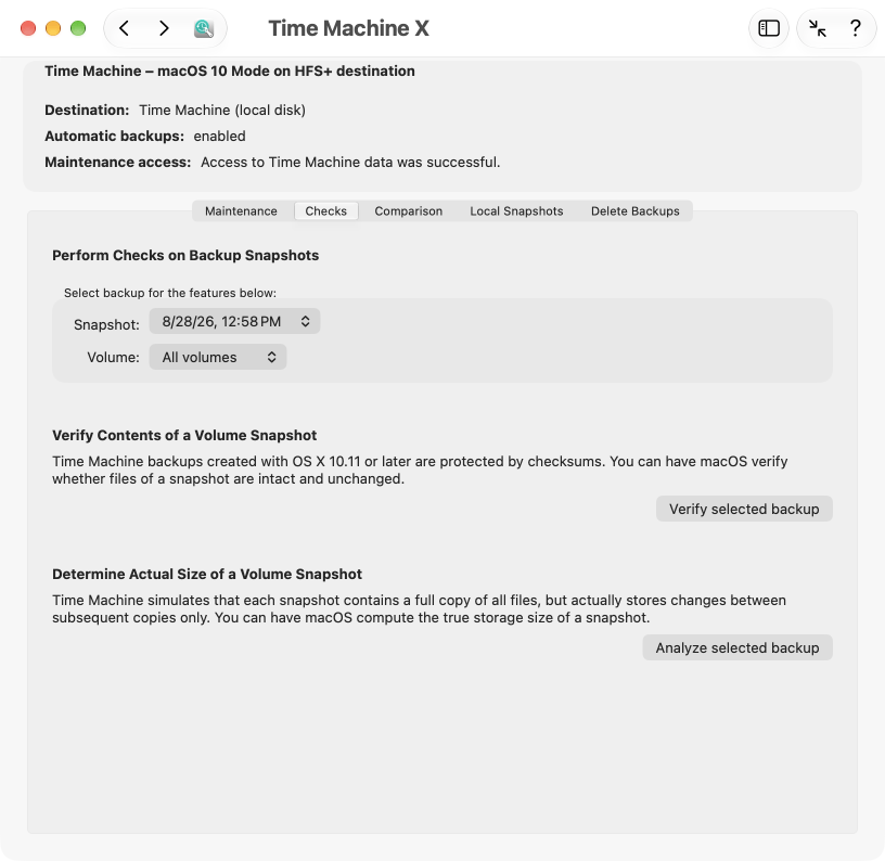 Features for backup verification and statistics