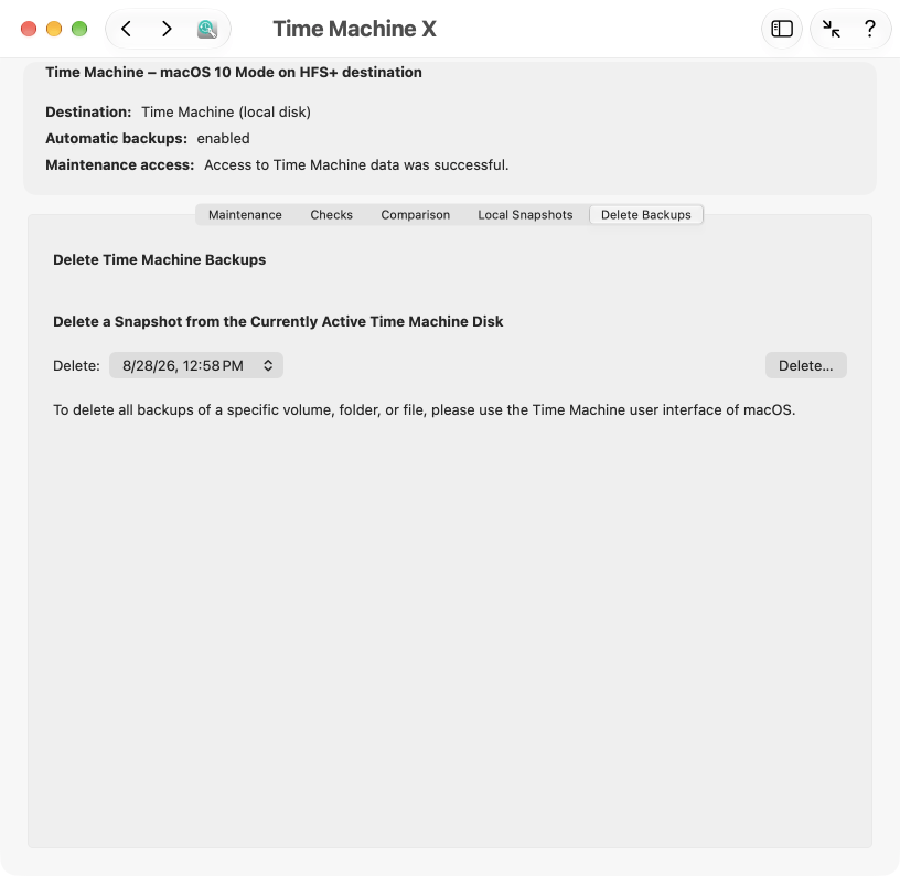 Deleting Time Machine backup data