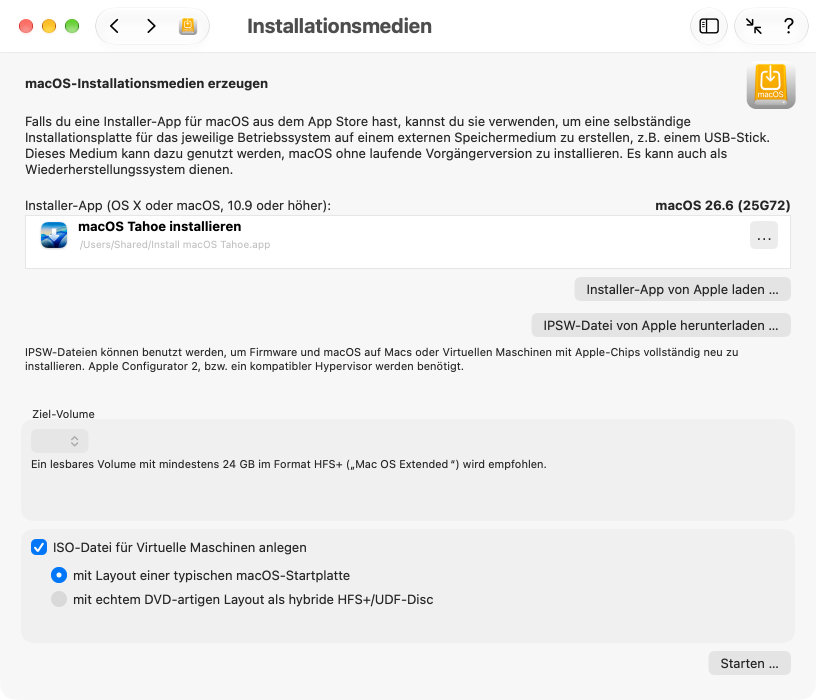 Legen Sie
                Installationsmedien für macOS oder OS X an.