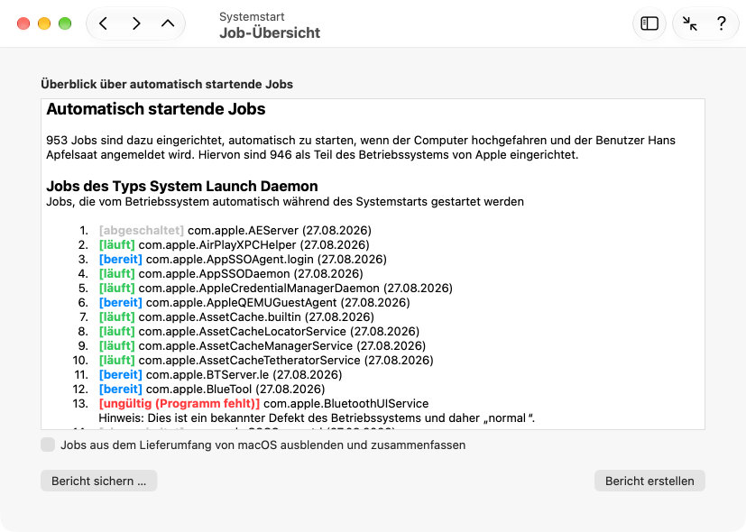 Erhalten Sie einen
                Überblick über alle Start-Jobs, die im System
                eingerichtet sind.