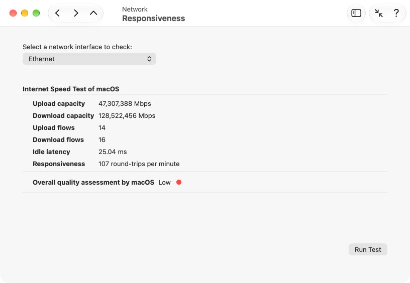 Let macOS measure
                different aspects of network quality for Internet
                access.