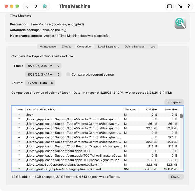 Check how Time
                Machine works and what files have changed between backup
                snapshots.