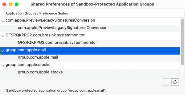 Applications can define group names and preference suites to share settings with each other