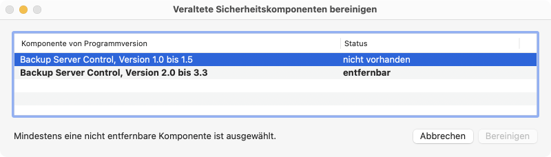 Veraltete Fassungen des privilegierten Hilfsprogramms können auf Wunsch bereinigt werden.