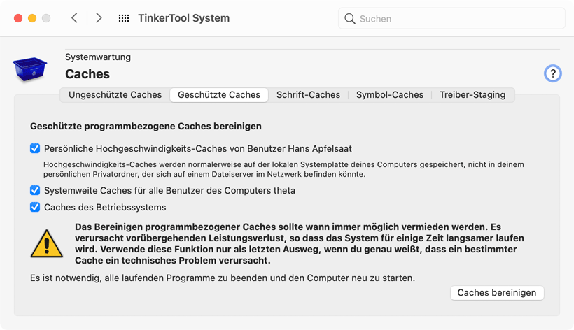 Bereinigen geschützter Caches