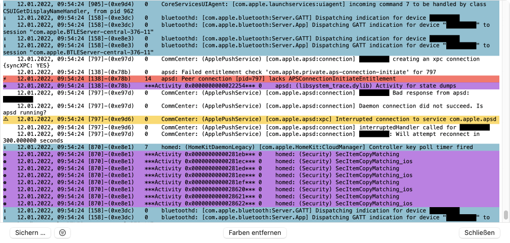 Anzeige eines macOS-Protokolls