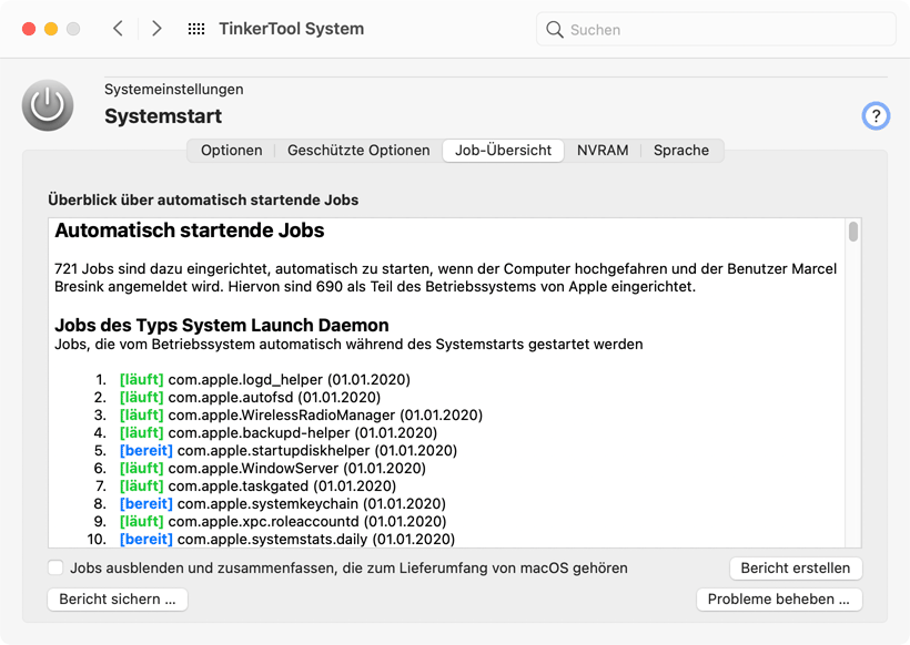 Übersicht über alle automatisch startenden Jobs